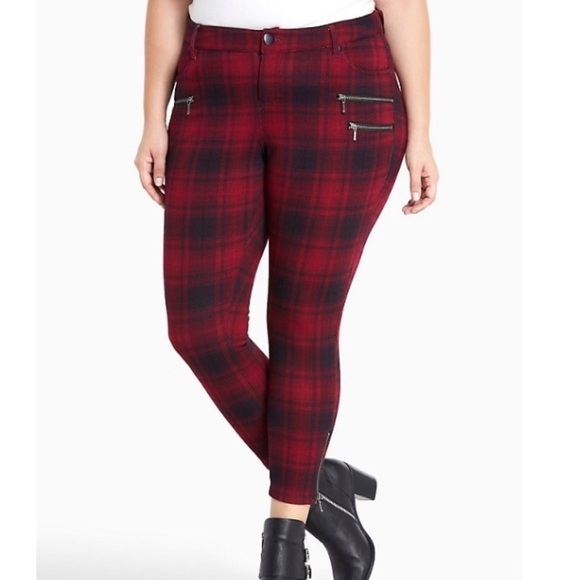 Size 22 3X Torrid Zip Plaid Skinny Crop Pants Punk Goth Grunge - Picture 1 of 8